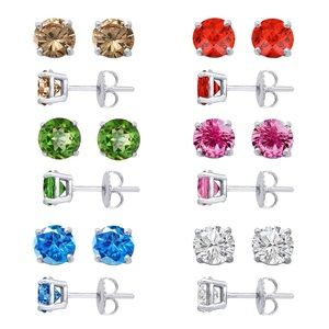 New 925 Sterling Silver Sparkling Stud Earrings